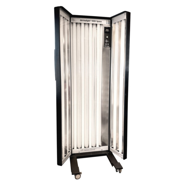 dermalight®1000Space Pro– kompakt UV-kabin for helkroppsbehandling med plassbesparende design