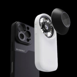 Canfield VEOS dermatoskop festet til iPhone Pro